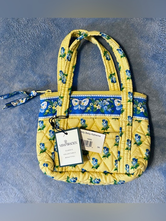 Vera Bradley Handbags - Vintage Vera Bradley Yellow Floral Quilted Small Tote Bag